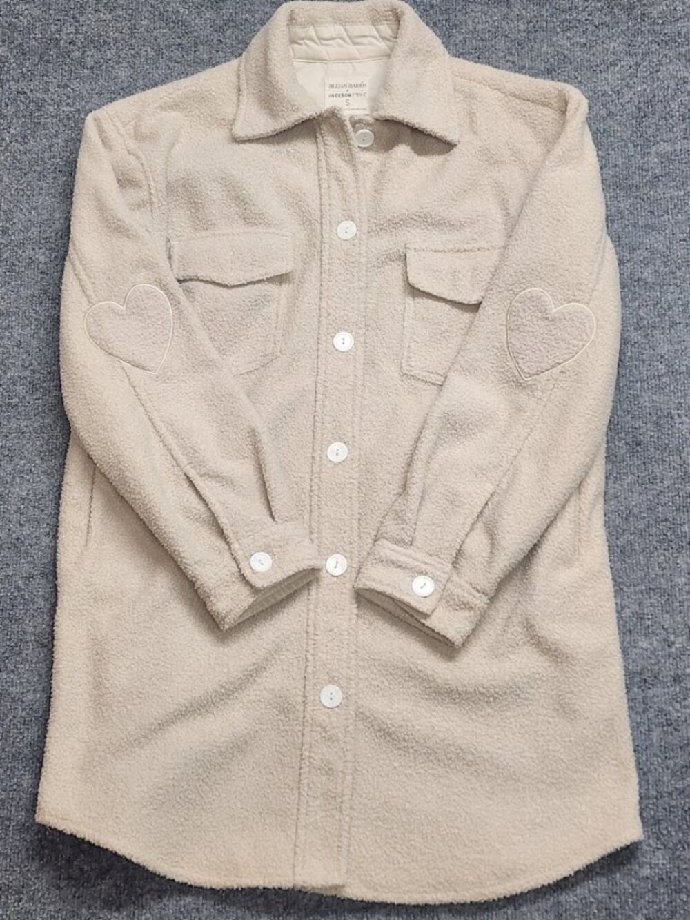 Jillian Harris x Jackson Rowe Sherpa Shacket Heart Elbows Size Small
